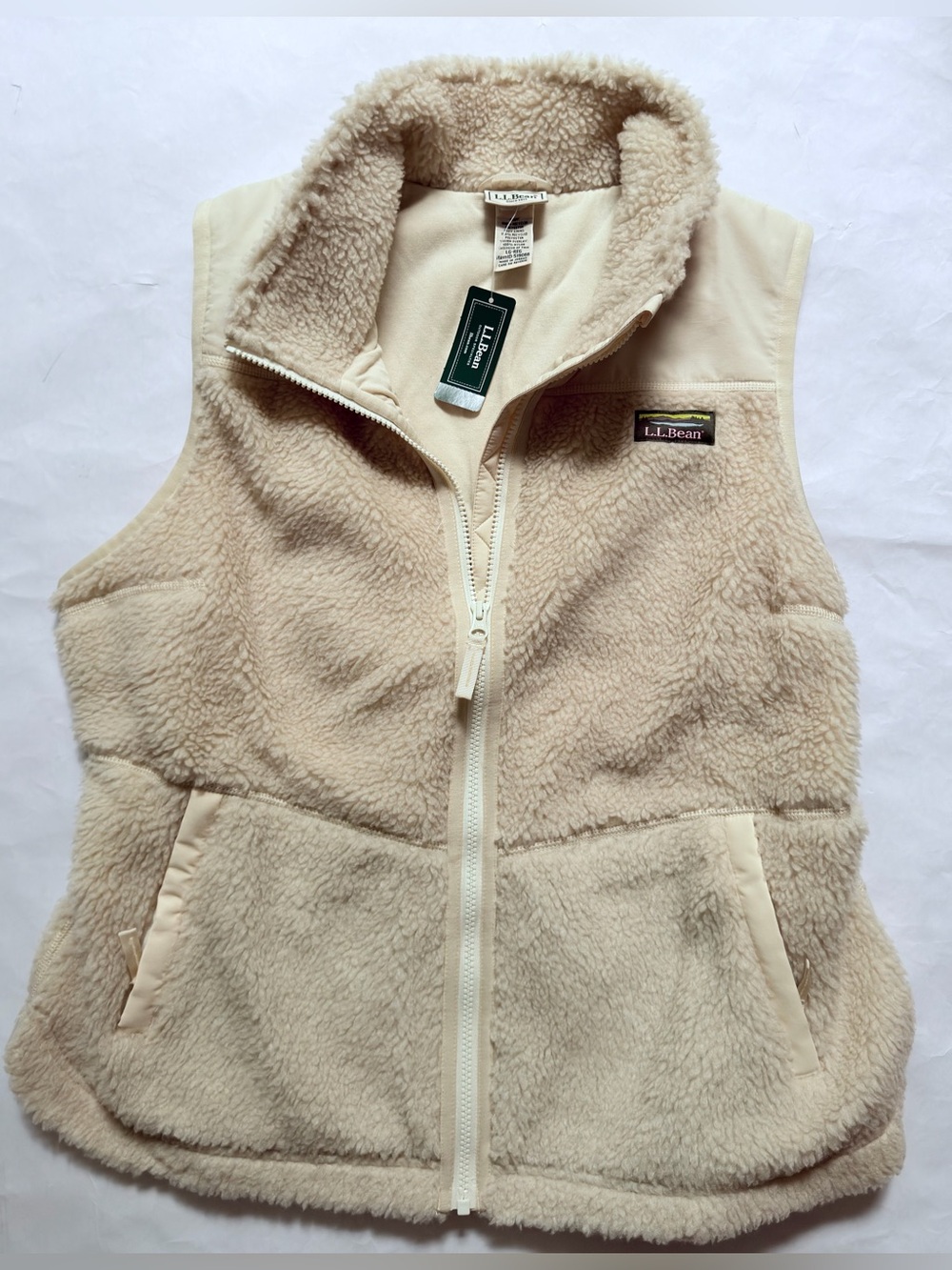 LL Bean Women's NEW Sherpa Fleece Vest size Large color natural NWT